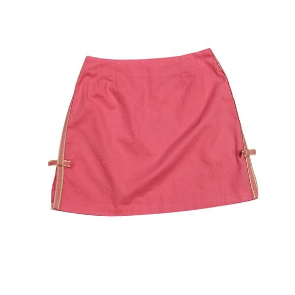 Vintage retro lilly pulitzer pink mini skirt cotton bow size 6 - Picture 1 of 7